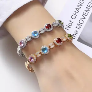 Colorful Inlaid Diamond Bracelet for Women, Trendy 18K Gold Plated, Light Luxury, Hip-Hop Design, Women's Jewelry
