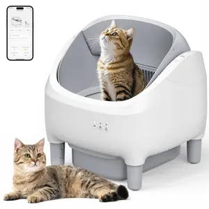 App-Controlled Self-Cleaning Cat Litter Box, Smart Automatic Design with Full Safety Features, Grey, 2 Waste Bags Included#Summervibes #petLovers