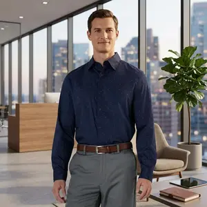 Men's Regular Fit Long Sleeve Wrinkle Resistant Stretch Dress Shirt - Comfortable Breathable Formal Business Casual Wear Perfect for Office Work Daily Essential Clothing Classic Tailored Design