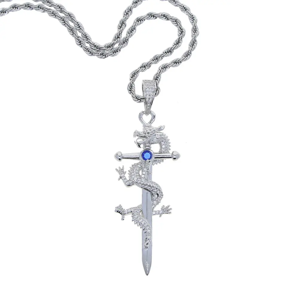 Platinum Blue Stone Cross