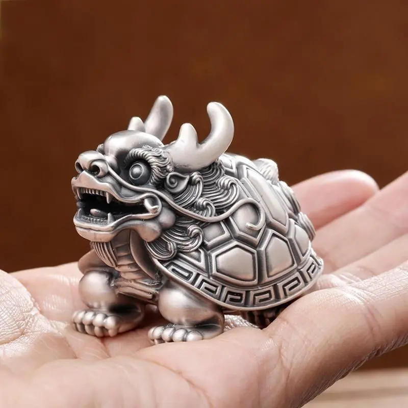 Mythical Beast Metal Collectible Figurines & Miniatures - 1-Piece Decor, Dragon Turtle and Black Tortoise, Good Luck Elephant, Pixiu Foot Ornament, Golden Toad, Hand Toy