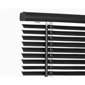 Cordless Light Filtering Mini Blind 23 Inch Width 48 Inch Length 1 Slat Size Black Cordless GII Morningstar Horizontal Windows Blinds