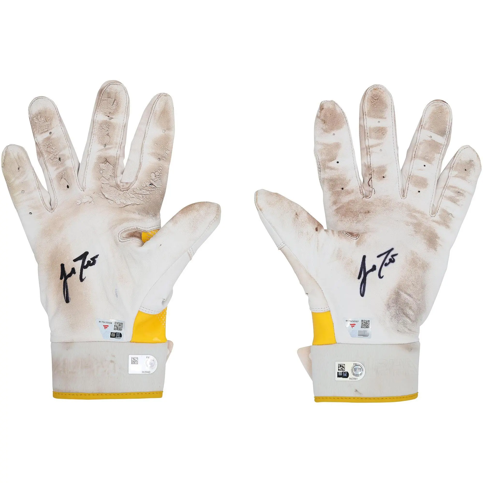 J.T. Realmuto Philadelphia Phillies Autographed Game-Used Yellow Nike Batting Gloves from the 2025 MLB Season - NF70450507-08 - Fanatics Authentic Certified
