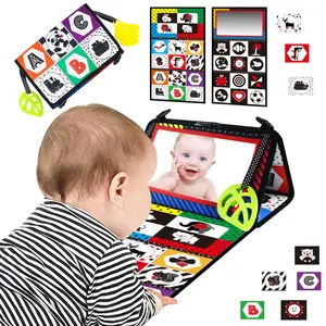 Children's Mirror Cloth Book, High Contrast Children's Sensory Toy, Toddler Busy Board, Sensory Activity Board, Prone Time Floor Mirror Toy, Foldable Interactive Double-sided Cloth Book, Promoting Brain Development