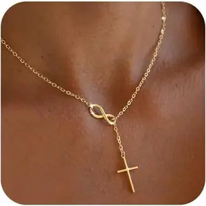 Infinity Cross Necklace for Women – Minimalist Pendant Clavicle Chain,Classic & Timeless Women’s Jewelry, Perfect Gift for Her