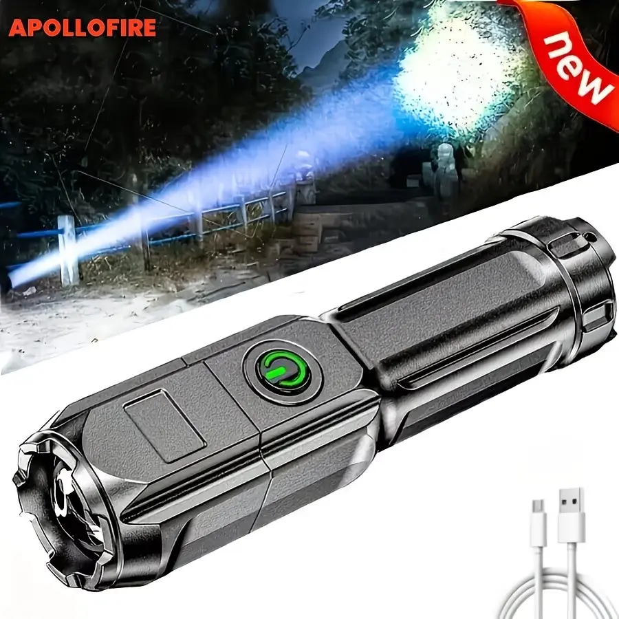 Zoomable Focusing Flashlight, Portable Adjustable Focus Torch, Ip44 Rechargeable Emergency Lighting, Handheld Zoomable Flashlight, Modern Design, High-Quality Construction, Waterproof Durable Flashlight, Portable Flashlights