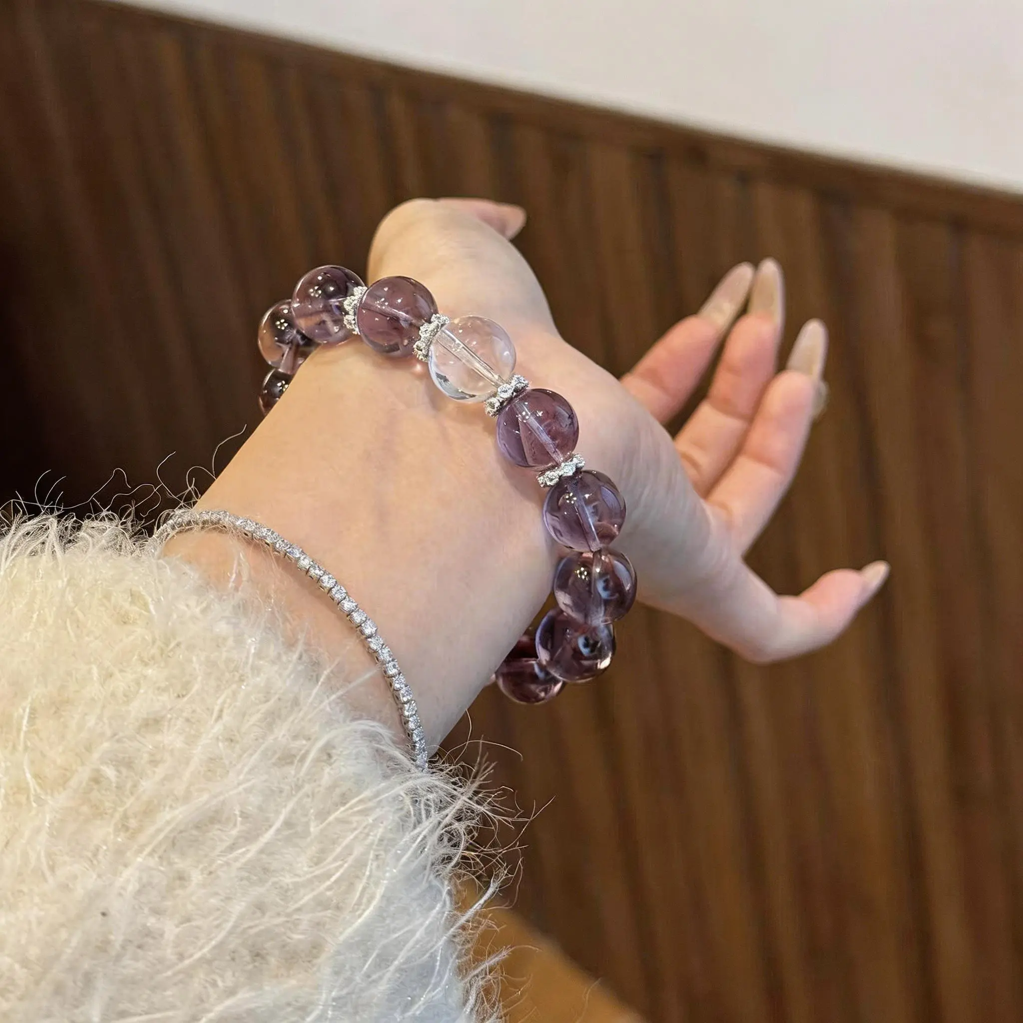 Lucky Natural Amethyst Crystal Bracelet Jewelry for Women, Stress Relief & Healing Energy Gemstone Accessories, Elegant Gift for Her,rich chinese new year gift
