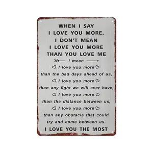 Rustic Aluminum Love Sign - "I Love You The Most" Heartfelt Couple Quote Design - Ideal Valentine's Gift for Him/Her 12"x8"