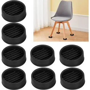 1.5" x 1.5" Rubber Furniture Pads Non Slips - 8 count Floor Protectors for Furniture, Rubber  Chair  Floor Protectors for Bed Sofa Table and Chair Stopper (Black, Round)