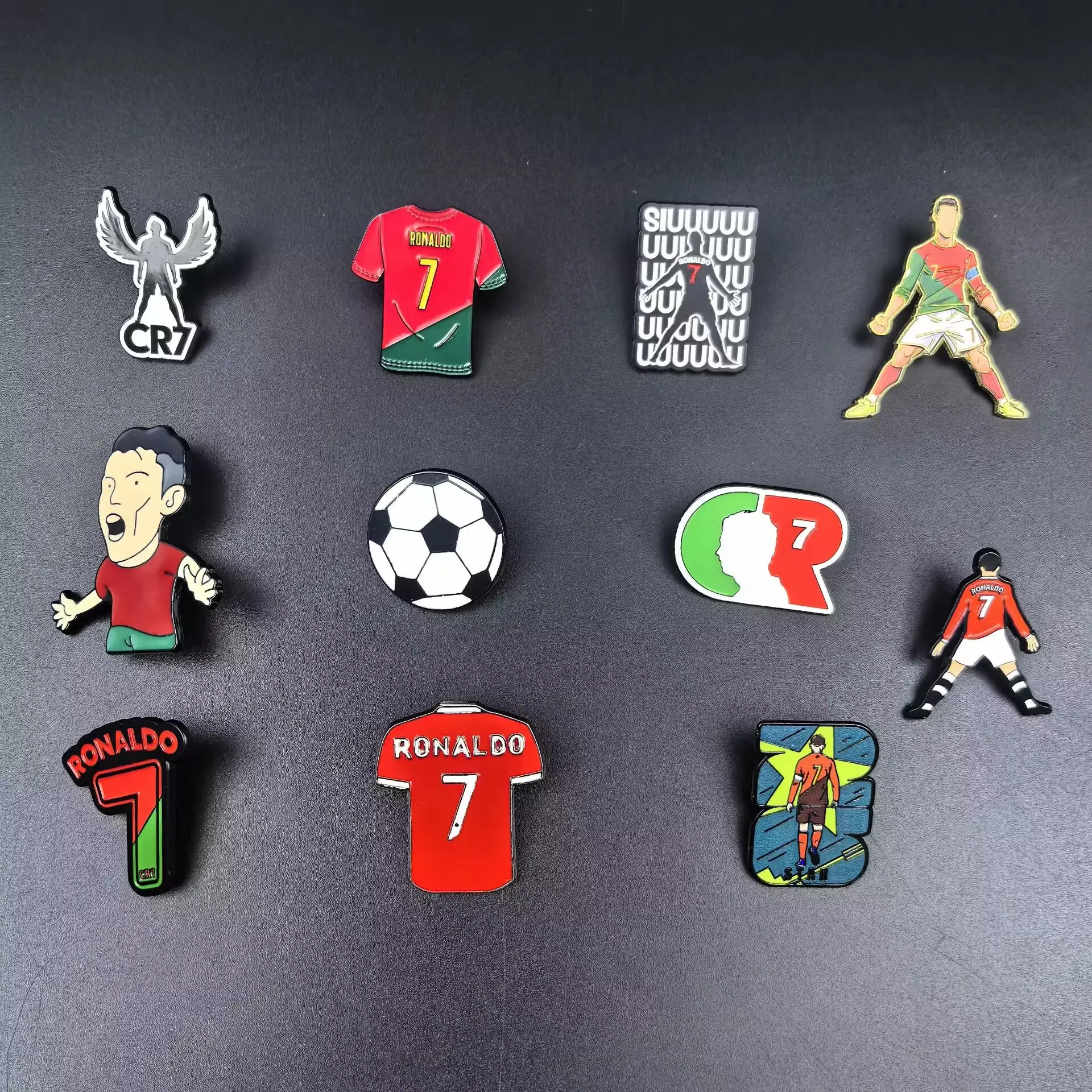 11-Pack Soccer Star Number 7 Theme Badges Perfect Gift Bundle MU #7 Siu Celebration Pins Fan Favorite Jersey #7 Ideal for Collecting and Displaying