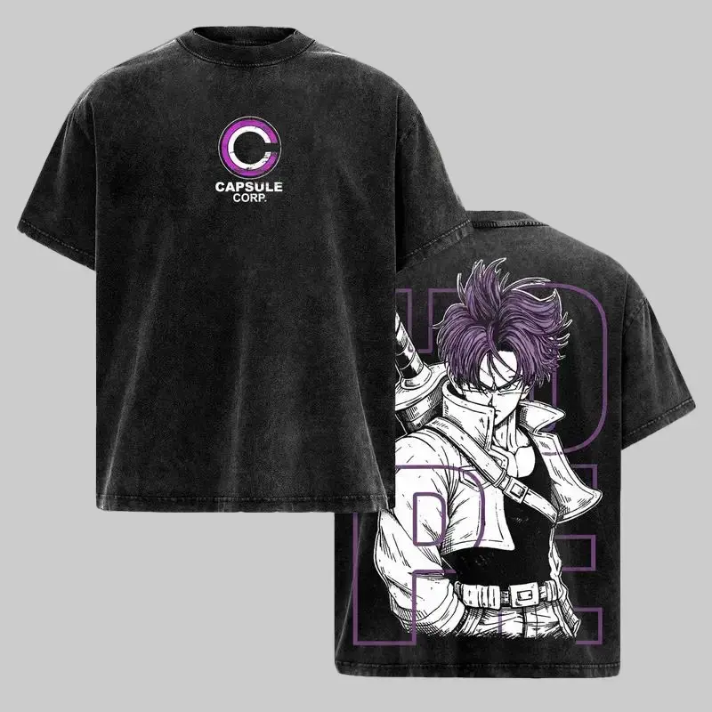Trunks - DBZ Graphic Tee Vintage Washed Shirt Unisex Streetwear Anime Shirt Future Trunks Saiyan Tee DBZ Z Shirt Gift for Anime Lovers DBZ Fans