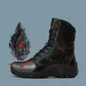 Men's High-Top Steel-Toe Workshoes - Closed Laces Safety Sneakers, Round Toe Military Combat Style, All Seasons Outdoor Worker Footwear