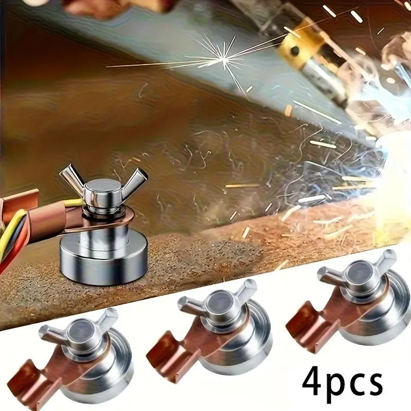4pcs Strong Magnetic Grounding Device, High-Temperature Weldable Magnet, Powerful Magnet, Heavy Duty Magnet, Latest Version, Ideal for Secure Grounding Applications