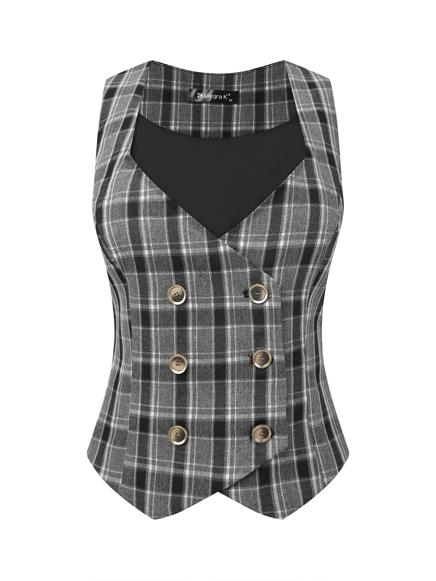 INSPIRE CHIC Steampunk Vest Suit Racerback Vintage Plaid Waistcoat