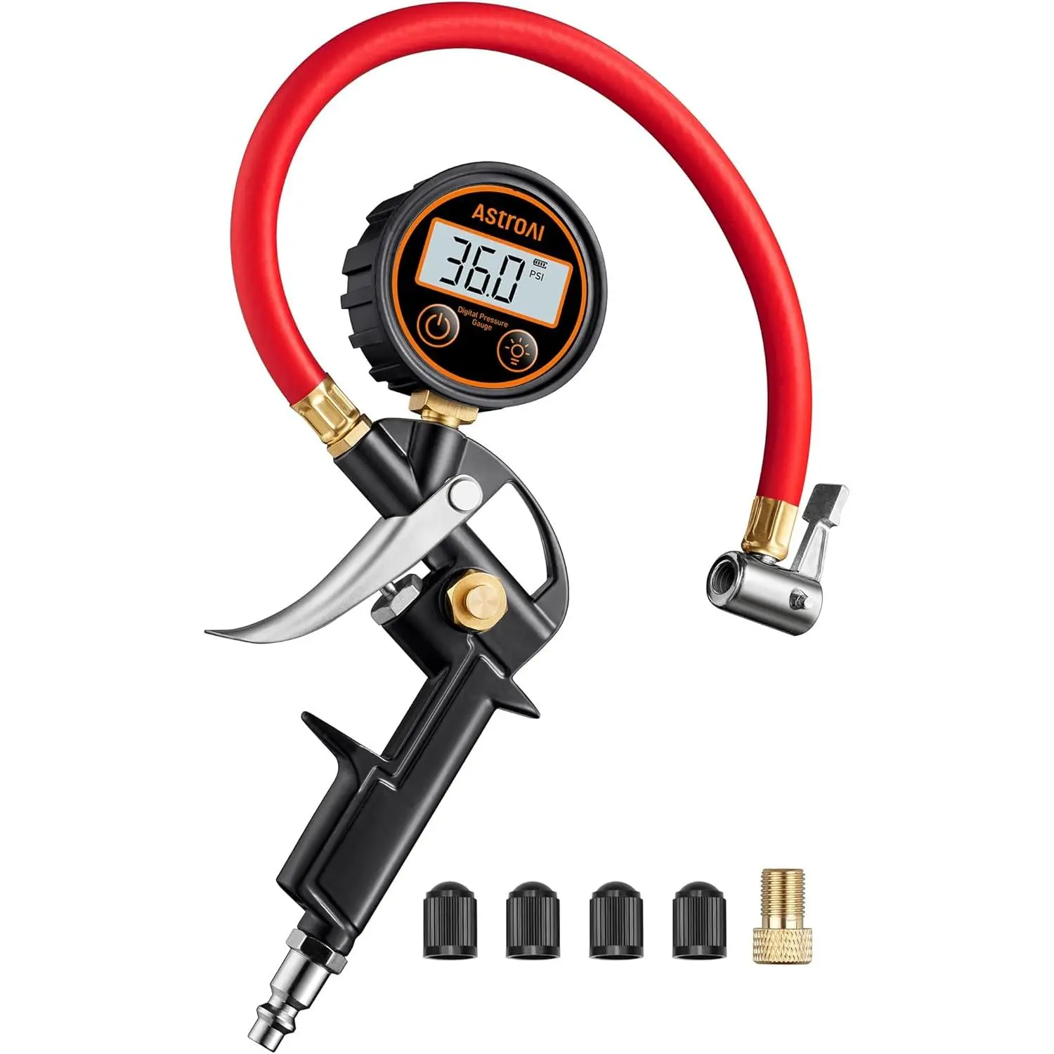 T1 Digital Tire Pressure Gauge with Inflator, 3-250 PSI Air Chuck with Pressure Gauge, Heavy Duty with Quick Connect Coupler, Calibrated to ANSI B40.7 Grade 2A, Bicycles, Accurate Pressure Measurements
