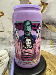 The Munsters, Mom & Dad Goals 16oz glass Tumbler
