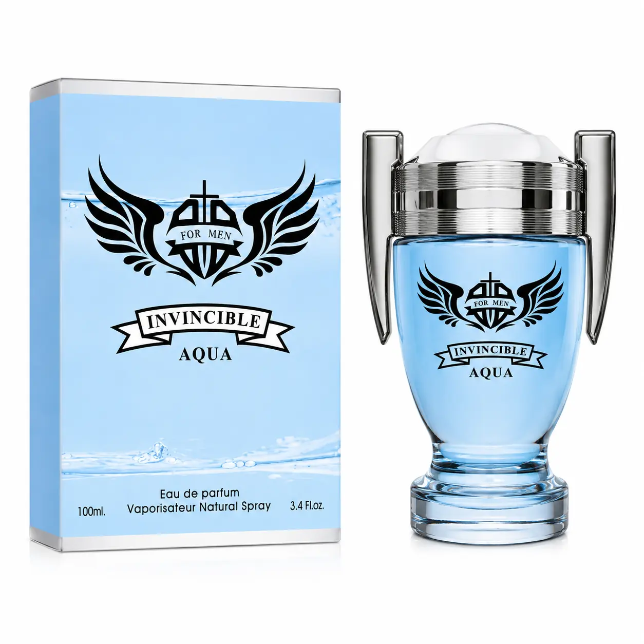 Invincible Aqua Cologne for Men – Eau de Parfum Spray 3.4 oz (100 ml), Long-Lasting Fresh Aquatic Men’s Fragrance, Masculine Everyday Cologne Gift for Men
