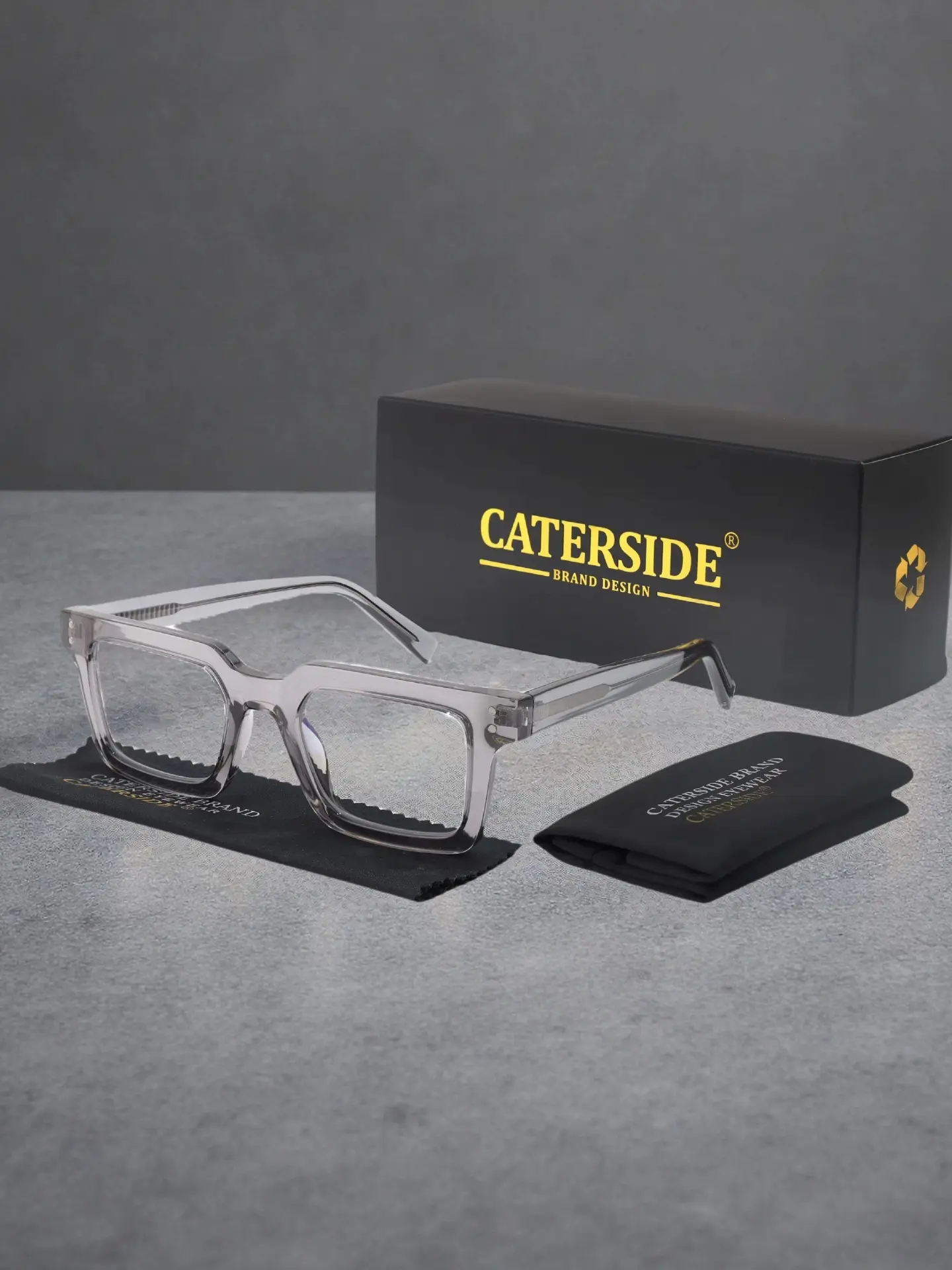 CATERSIDE One Pair With Packaging Personality Hip Hop Street Style Thick Frame Prescription Glasses TR90 Material Plano Frame Classic Square CP Temple Tips Elegant and Punk Unisex for Parties Street