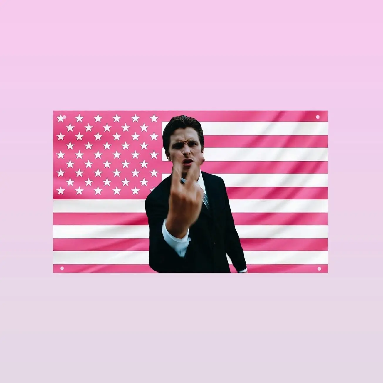 Patrick Bateman Black USA Flag | American Psycho Flag Wall Tapestry | Dark Movie Fan Decor Gift for Film Lovers