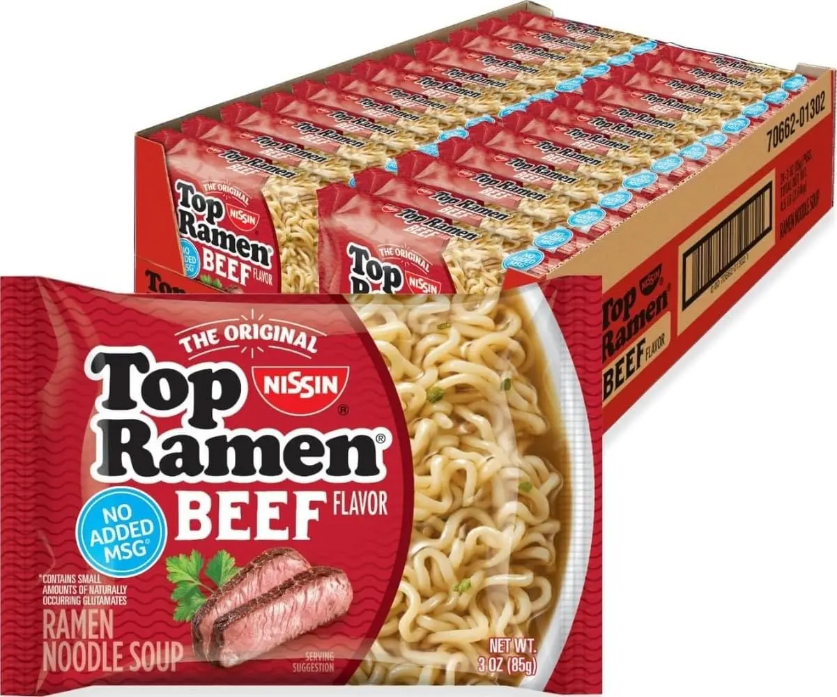 Instant Beef Ramen Noodle Soup - 3 oz (Pack of 24) Pantry Staple