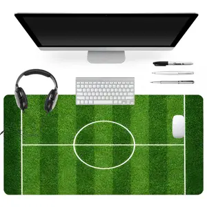 Extra Large Green Grass Soccer Field Mouse Pad Sport Themed Gaming Mouse Pad 35x16 Inch Computer Keyboard Mousepad Suitable for Families, Offices and Schools. Perfect Gift for Family Members and Friends