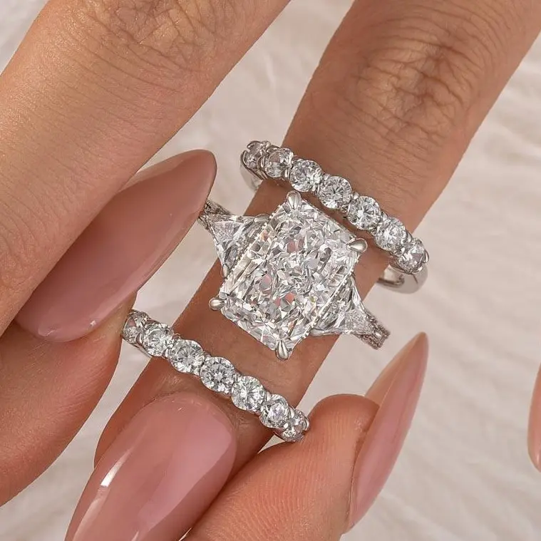 Maxine 5.0ct Radiant Cut 3PC Engagement Ring Set,5A Cubic Zirconia Women's Ring Jewelry,Promise Ring for Daily,Travel,Proposal,Wedding,Birthday,Anniversary, Bridal Rings, Elegant Casual Ring