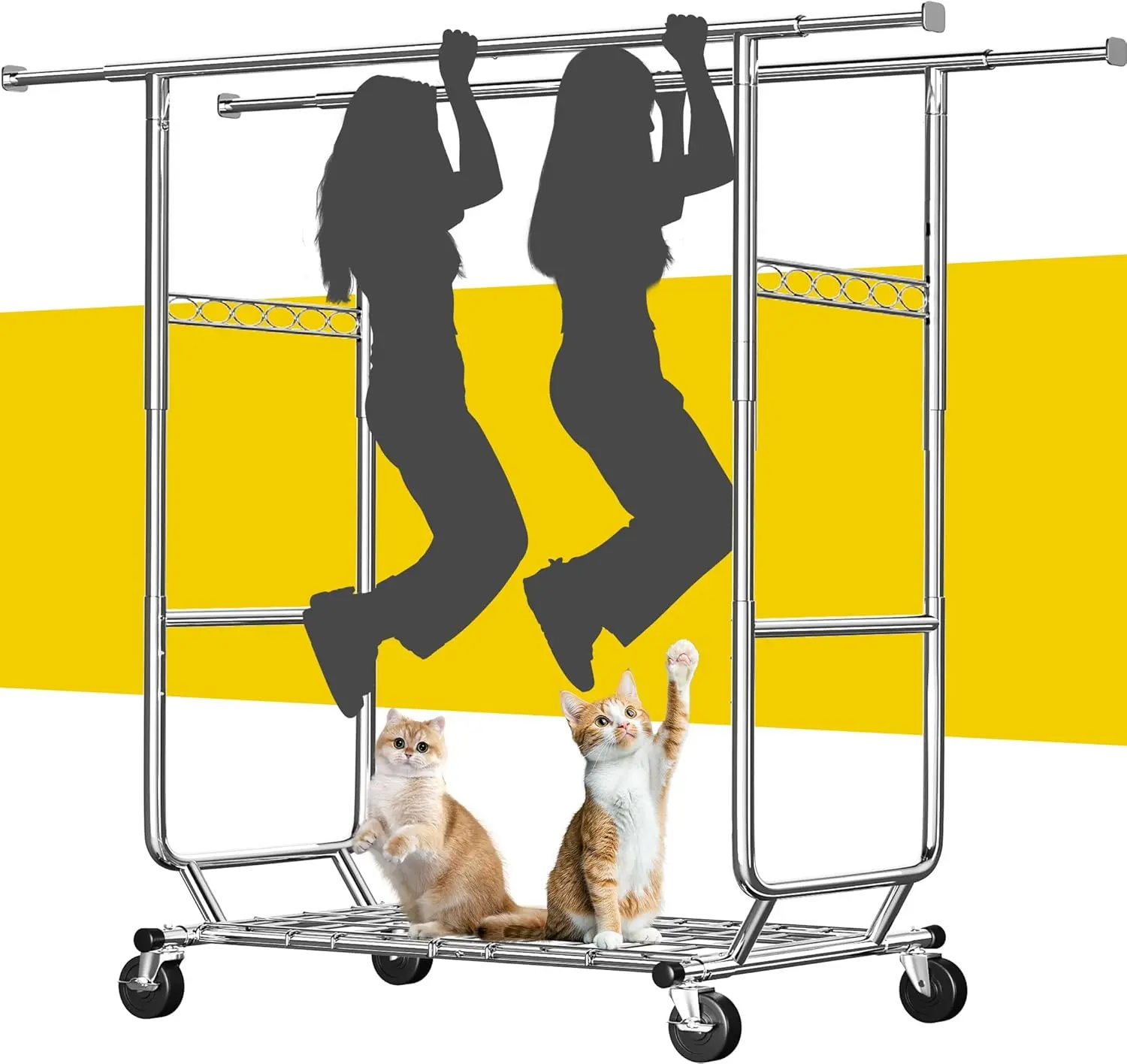 Raybee Clothing Rack Load 441 LBS, Heavy Duty Clothes Rack, Rolling Clothing Racks for Hanging Clothes with Wheels, Adjustable & Commercial Garment Rack, 22" D x 75" W x 68" H【Spring Glow Up】】