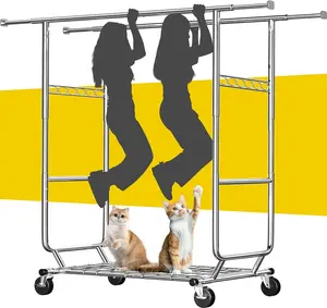 Raybee Clothing Rack Load 441 LBS, Heavy Duty Clothes Rack, Rolling Clothing Racks for Hanging Clothes with Wheels, Adjustable & Commercial Garment Rack, 22" D x 75" W x 68" H【Spring Glow Up】】