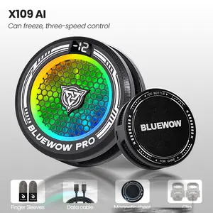 BlueWow X109 Pro AI Magnetic Clip-On Phone Cooler with RGB Lights 3-Speed Smart Cooling for iPhone Samsung Gamers CODM PUBG Mobile Freefire USB Handheld Fan 15W High-Power Cooler Adjustable Clip-Ons Rechargeable Protection