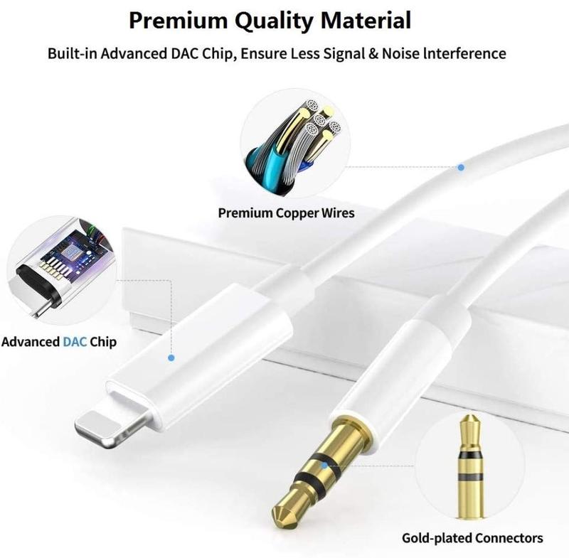 iPhone Aux Cord for Car, Lightning to 3.5 mm AUX Audio Cable Cord for Car Home Stereo, Speaker, Headphone Compatible with iPhone 14 13 12 11 Pro Max XS XR X 8, 3.3ft Accessories Portable