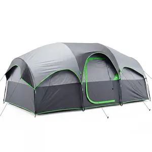 Double Layer Waterproof 8 Person Camping Tent, Windproof Dome Tent with Rainfly and Mesh Panels, Quick Setup for Family Backpacking Hiking