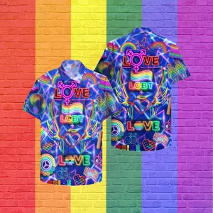 Love Wins Pride Month Hawaiian Hawaii Shirt, Soft Hawaii Shirt, 3D Hawaiian Aloha Shirt For Ally, Lesbian Gaymer, Trendy Hawaiian Shirt for Men and Women, All over Print Hawaiian Perfect for Beach, Vacation, or Casual Summer Outfit