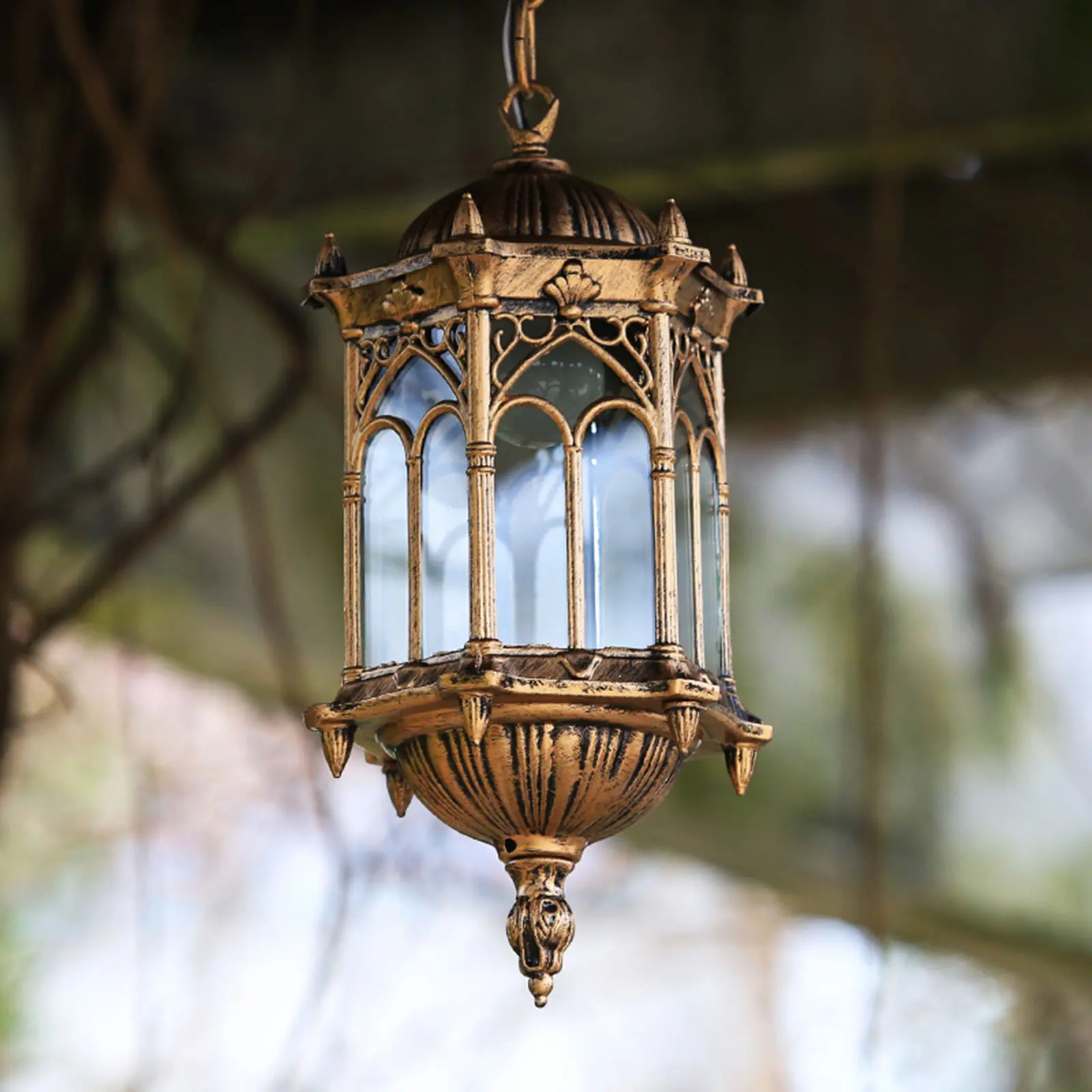 Vintage Aluminium Glass Pendant Light Shade - 15.5x29cm Ceiling Chandelier Light Cover, Decorative Hanging LED Lamp (Bulb Not Included) for Home Indoor Use, Light Covers