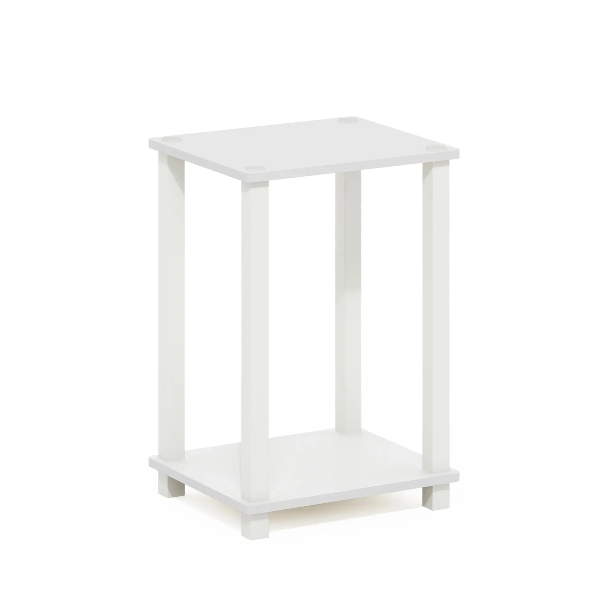 Minimalist White 2-Tier Dual-Use Corner End Table - Modern Furniture for Modern Home Decor, 11.5" Deep, 11.5(d)x13.4(w)x19.6(h)in, 10 lbs Each, Open Shelf, Practical Storage, Easy Assembly, Ideal for Bedrooms, Apartments
