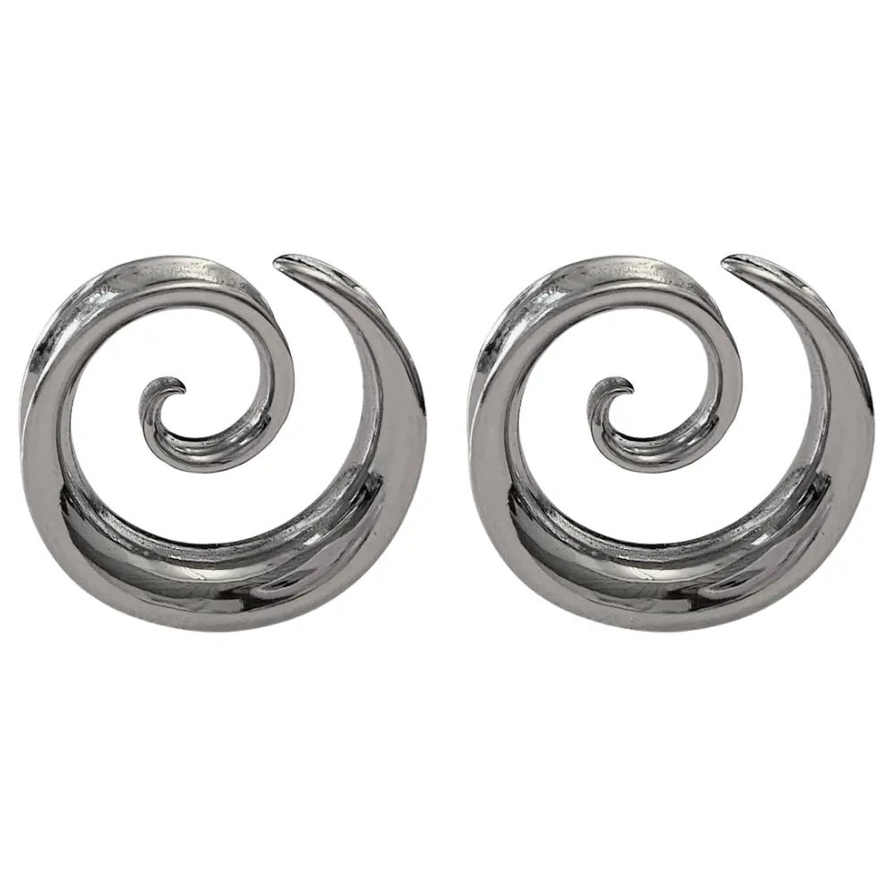 Spiral Double Flared Tunnels - Pair - 316L Stainless Steel