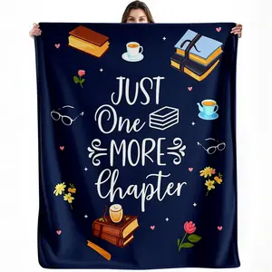 Book lover blanket — ‘Just One More Chapter’ reading theme design