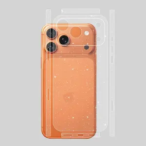 2-Pack Glitter Dot Design Back Screen Protector + Side Sticker Film for iPhone 17 Pro Max/17 Pro, Transparent Sparkle Back Screen Protection Accessories