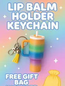 Dreamsicle Splash Mini Tumbler Lip Balm Holder Keychain with Free Gift Bag Colorful Rainbow Swirl Lightweight Durable Perfect Gift for Teachers Coworkers Friends Kids