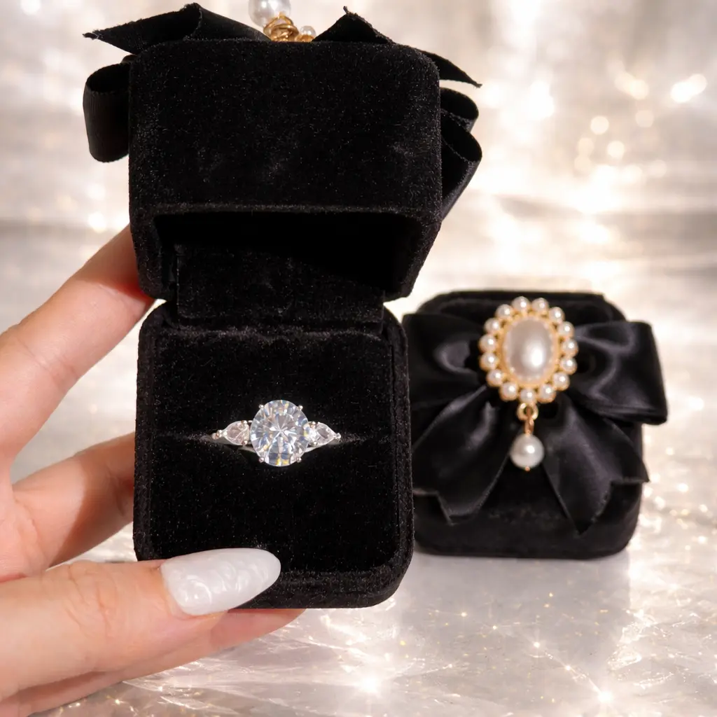 Adjustable Promise Ring with Velvet Heart-Shaped Gift Box Jewelry Gift Set for Women Perfect for Mom Wife Girlfriend Sister Grandma Birthday Anniversary Valentine's Day Christmas Halloween