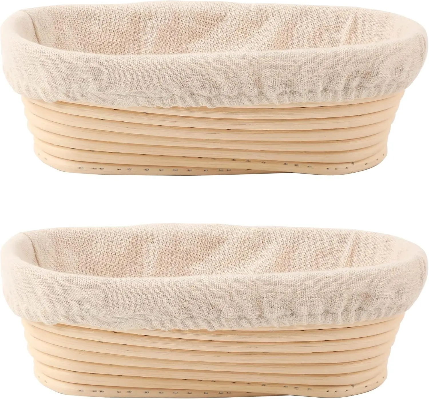 10-in Oval Shaped Bread Proofing Baskets (Set of 2 with Liners), No Extra Accessories Needed, Home Baking Bakeware for Sourdough Dough Rising