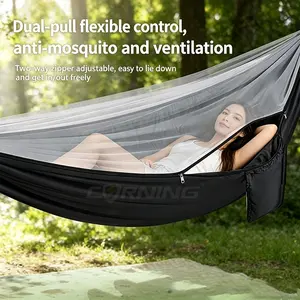 265cm*140cm Mosquito Net Hammock, 280kg Capacity, Lightweight Portable Double Hammock, Outdoor Camping Gear, Quick-Dry Breathable Nap Bed