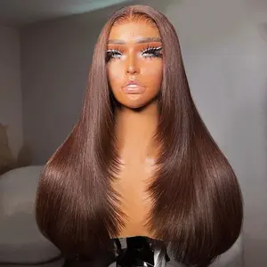 OQ HAIR 220% Density Chocolate Brown Layered Cut Straight Wear Go Wig 7x5 Pre Cut Glueless Human Hair Wigs #4 Colored Hair Wigs Pre-Everything Vacation Hair Wig dealsforyoudays