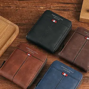 Men's Premium PU Leather Bifold Wallet with Front Pocket Design High-Capacity Money Clip Multiple Card Slots ID Window for Notes Coins and Cards