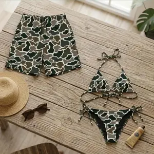 Camo Bikini Set Sexy Triangle Tie Side Swimsuit Women Camouflage Beachwear Summer Vacation