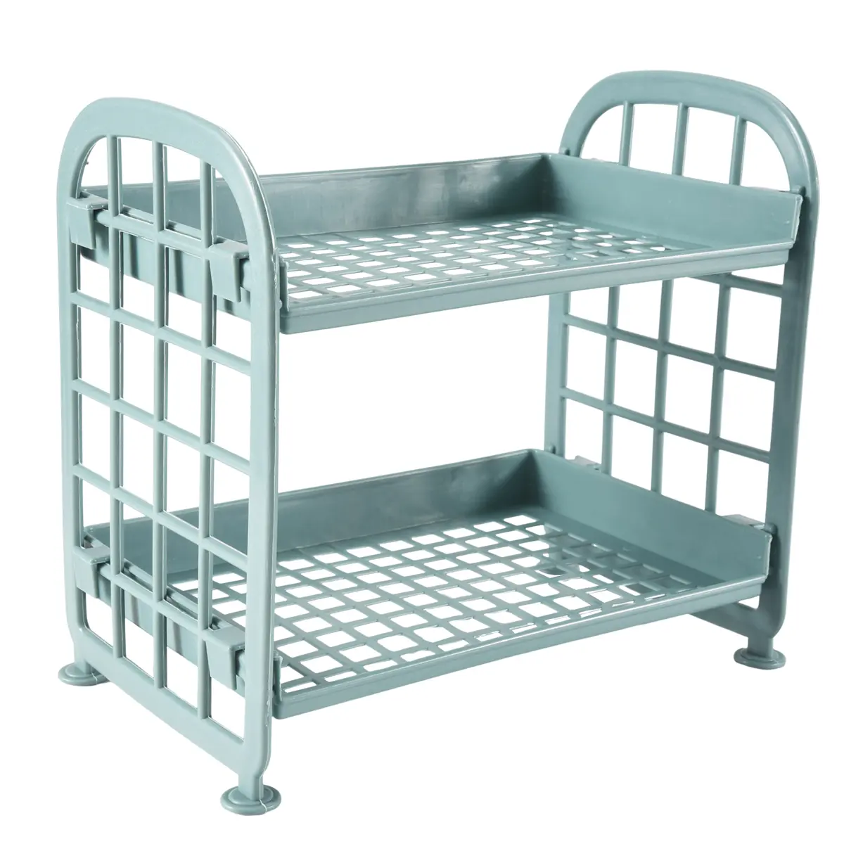 Storage Shelves,Plastic Small Storage Shelves - 2 Tier Shelf Shelving,Kitchen Shelf Bathroom Organizer(Nordic blue)