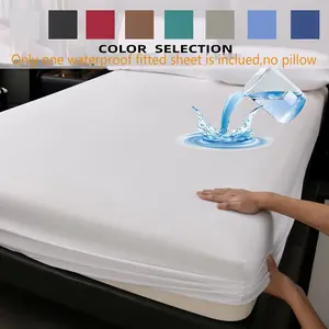 Waterproof Deep Pocket Fitted Sheet, Soft Breathable Sheet, High Elasticity Mattress Protector, Breathable Fabric, Suitable for All Seasons, Home & Hotel Use