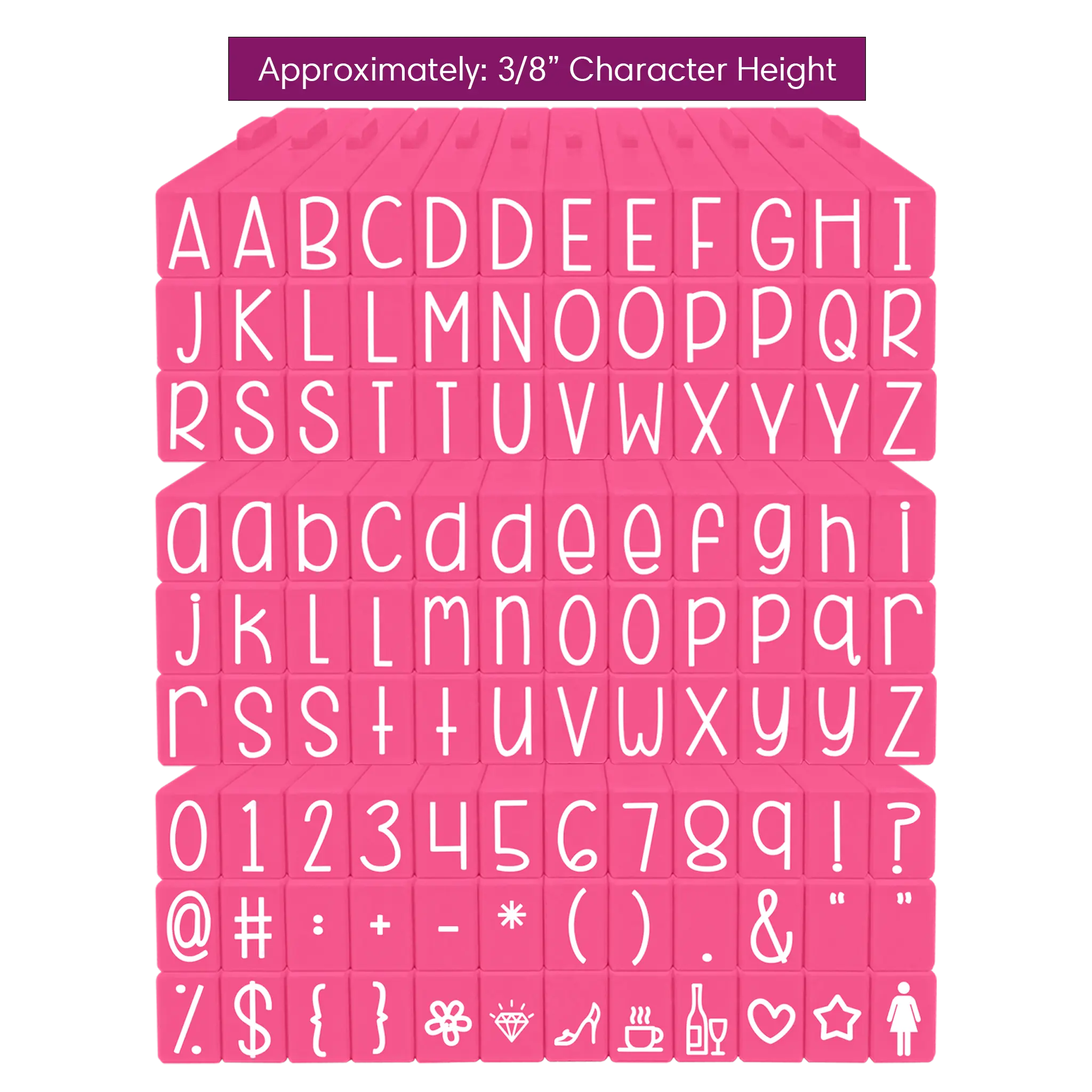 Pegz® Medium Size 108-Piece Curvy Girl Alphabet, Numbers and Symbols Connectable Stamps Bundle Set