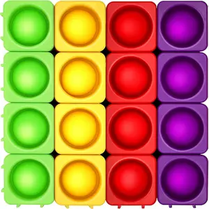 Giant Pop Blocks Bubble Premium Silicone Pop Fidget Blocks for Endless Joy and Education - Vibrant Pop Blocks for Imaginative Play and Puzzle Games-Toy for Kids (16PCS)