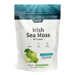 Irish Sea Moss Chews - Thyroid Health - Fights Premature Aging - Contains 92 Essential Nutrients Our Bodies Need to Thrive - Promotes Energy & Vitality - Green Apple Flavored Soft Chews
