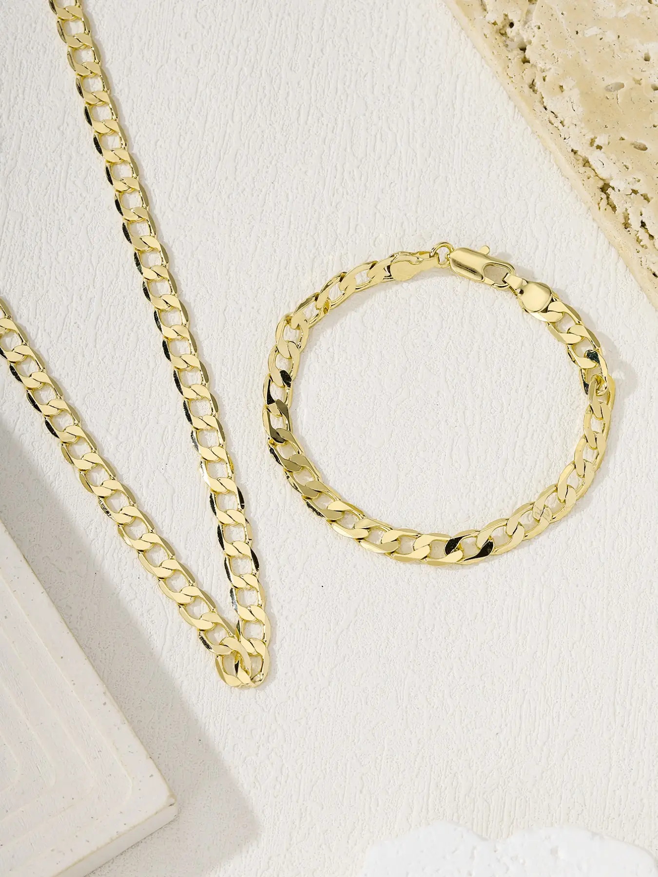 Cuban Chain Bracelet and Necklace Set, Simple Hip Hop Jewelry, Elegant Jewelry Set, Trendy Jewelry Set, Matching Jewelry Set, Unisex Party Accessories, Christmas Gift, Birthday Present